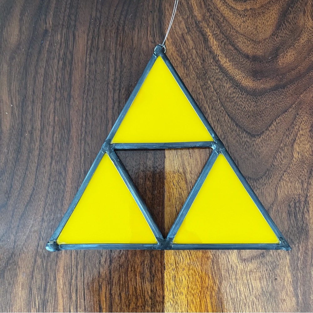 Handcrafted, handmade Stained Glass Triforce Legend Of Zelda by jaggedglassworks